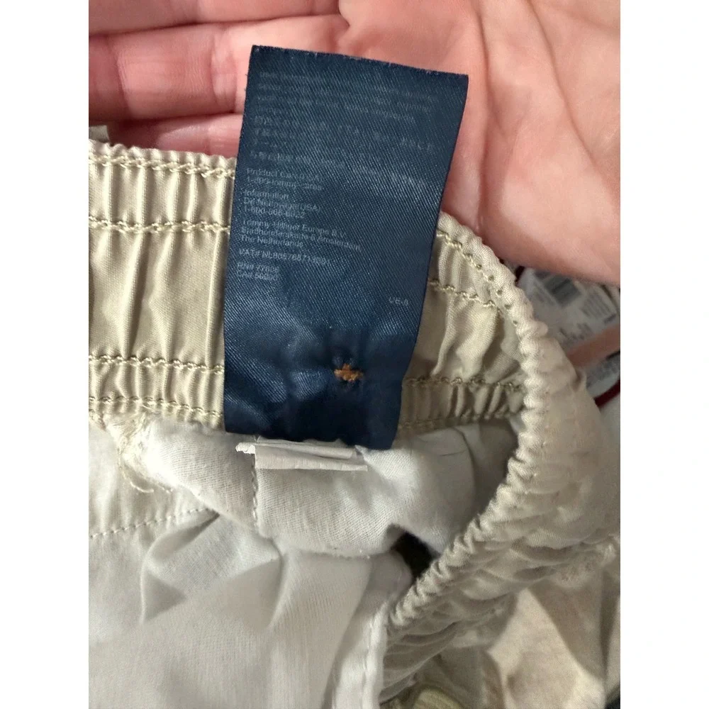 Tommy Hilfiger Mens Beige 100% Linen  Pants Drawstring Elastic Waist Large